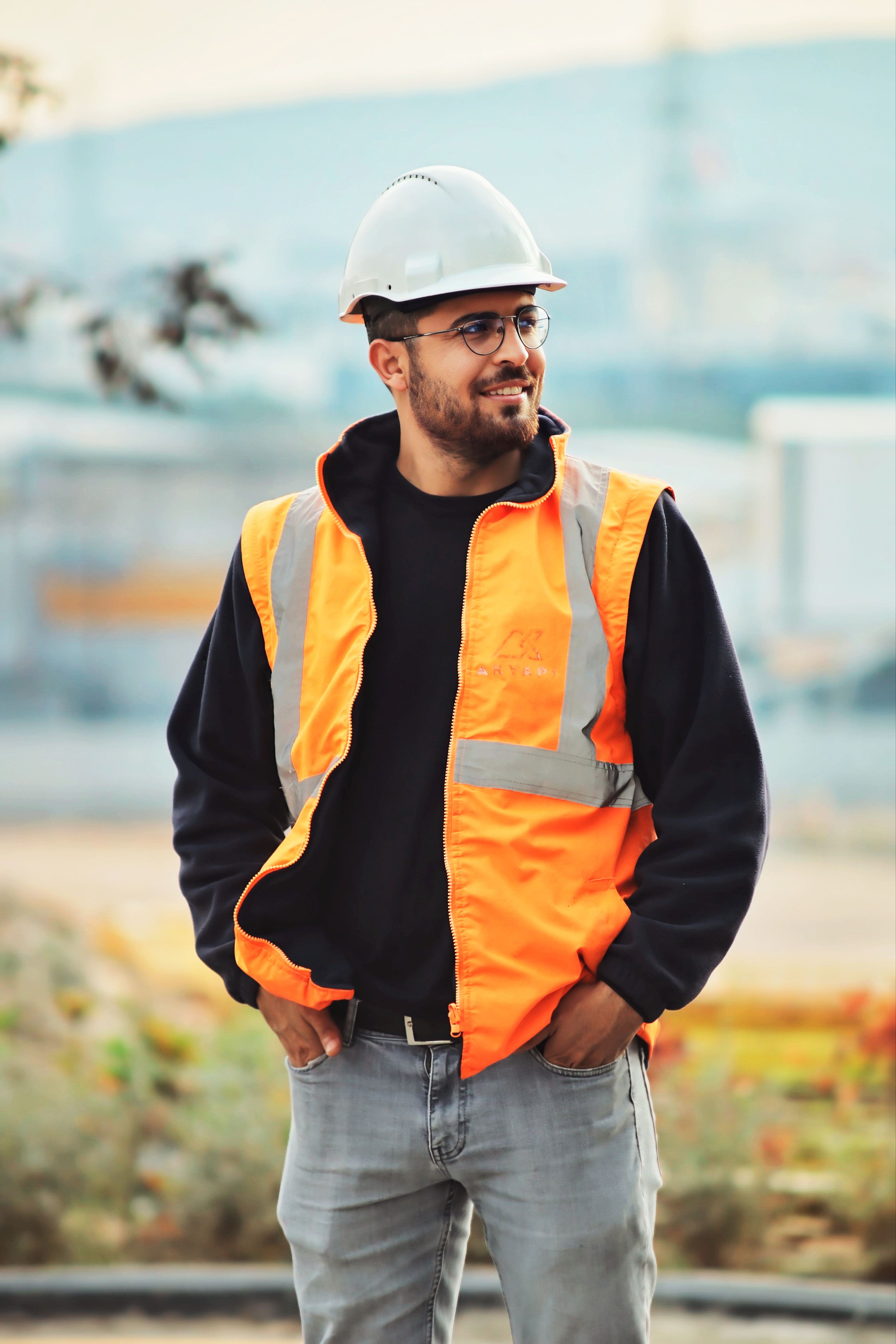 Construction worker on a London job site